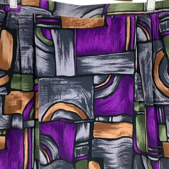 Vintage Skirt Size 16 Robbie Sport Pleated Back Slit Stretch Waist 90s Style - Picture 3 of 6